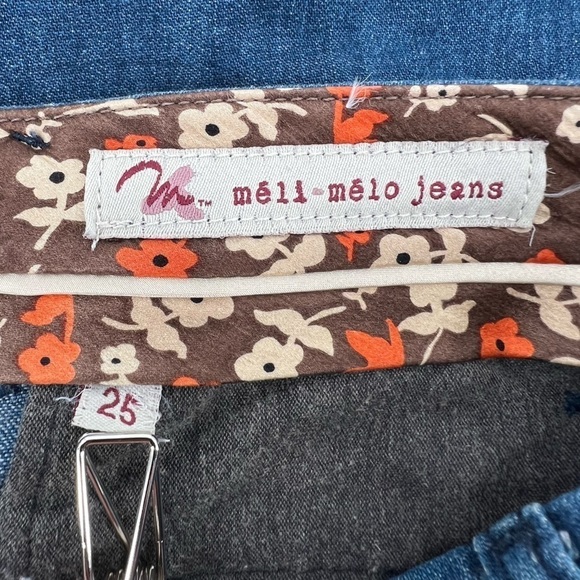 Meli Melo Wide Leg Cuffed Frayed Hem Denim Jeans Size 25 Women's - Picture 2 of 6